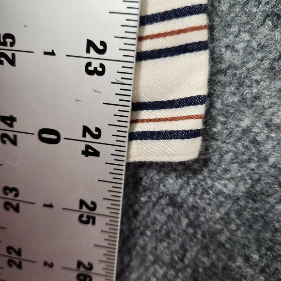 SOMETHING NAVY Ivory Blue Striped Wide Cuff Collared Button Up Top SIZE SMALL - Picture 8 of 10